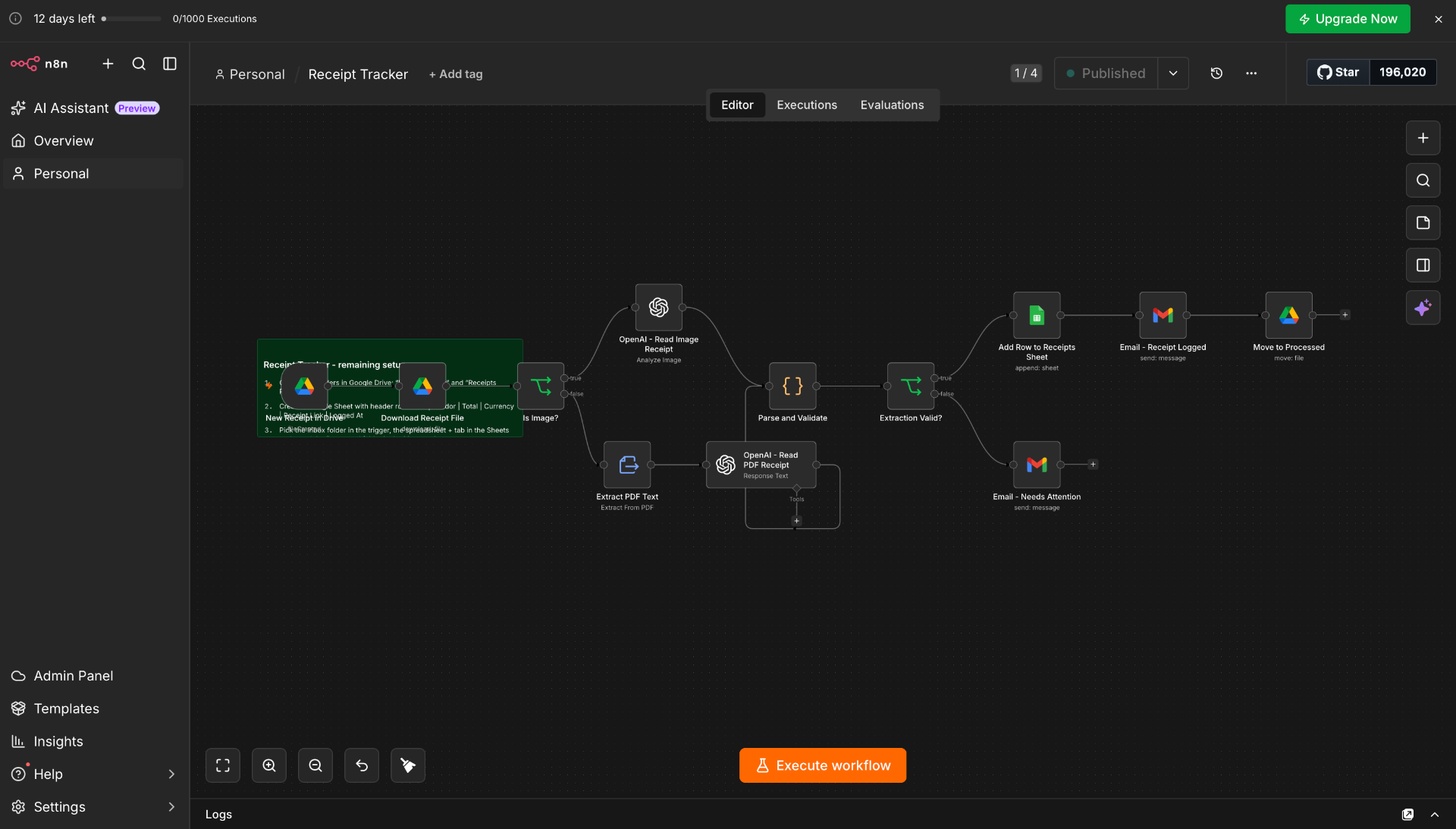 n8n workflow node graph